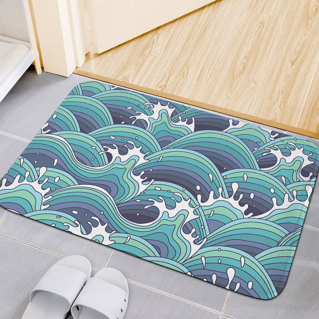 Sea Wave Surfing Pattern Print Indoor Door Mat