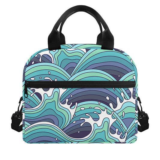 Sea Wave Surfing Pattern Print Insulated Lunch Bag