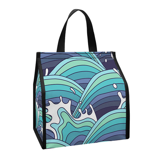Sea Wave Surfing Pattern Print Insulated Lunch Tote