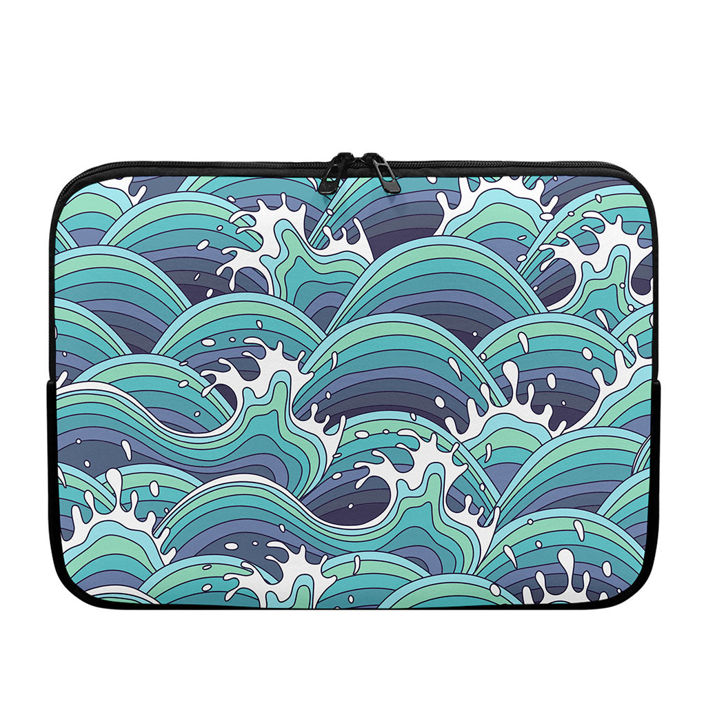 Sea Wave Surfing Pattern Print Laptop Sleeve