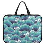 Sea Wave Surfing Pattern Print Laptop Sleeve With Handle