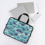 Sea Wave Surfing Pattern Print Laptop Sleeve With Handle
