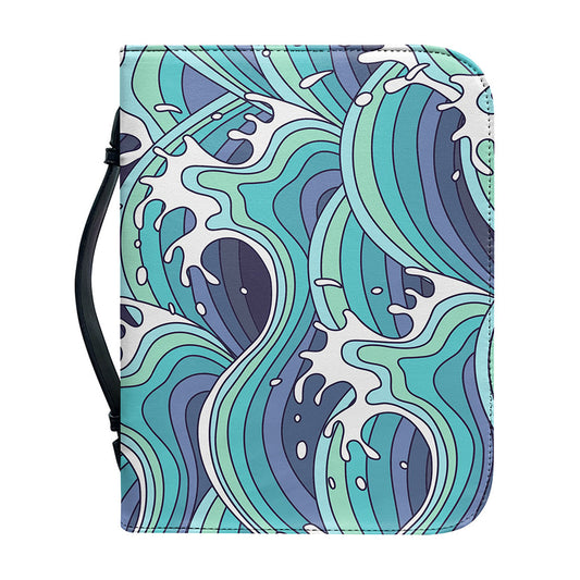Sea Wave Surfing Pattern Print Leather Bible Cover