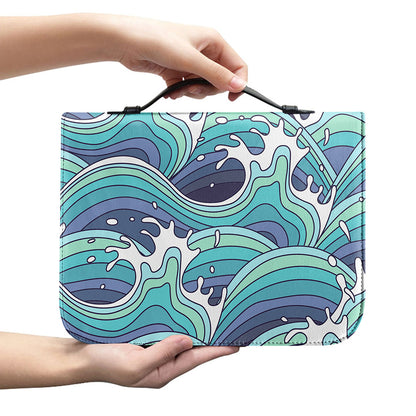 Sea Wave Surfing Pattern Print Leather Bible Cover
