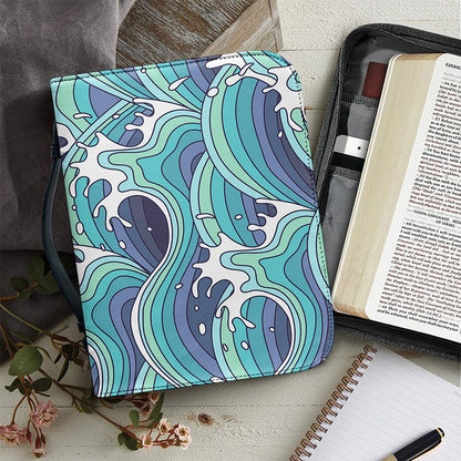 Sea Wave Surfing Pattern Print Leather Bible Cover