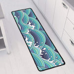Sea Wave Surfing Pattern Print Long Kitchen Mat