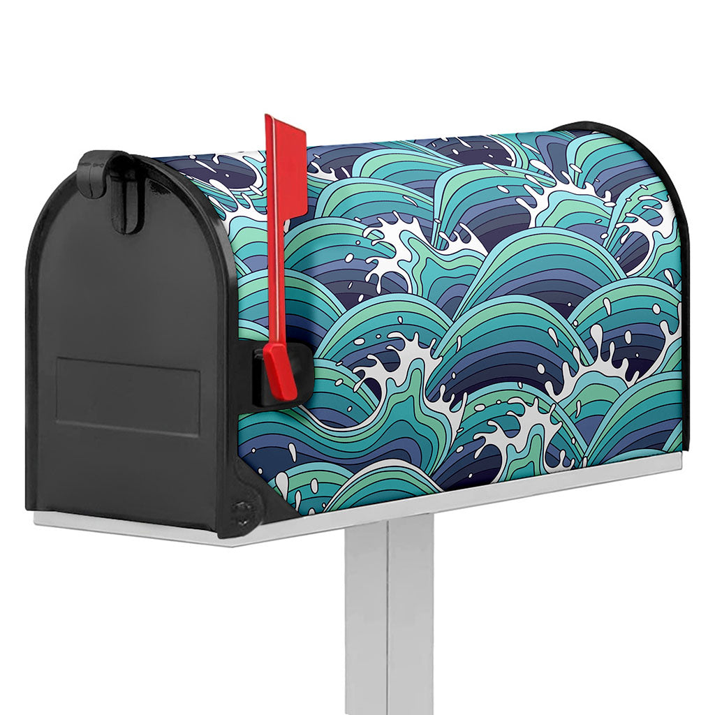 Sea Wave Surfing Pattern Print Mailbox Cover
