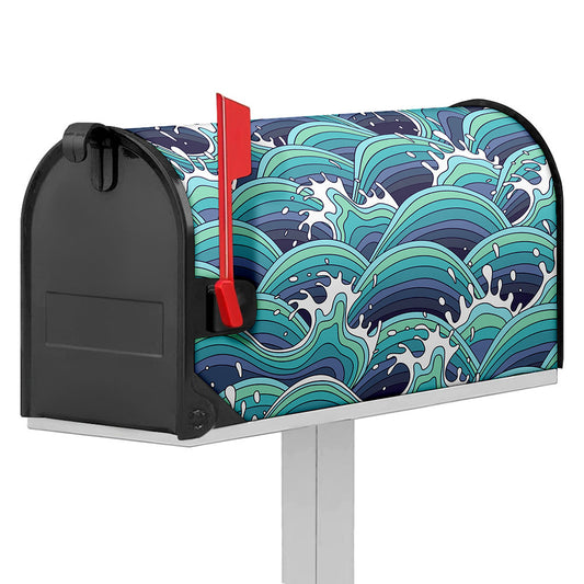 Sea Wave Surfing Pattern Print Mailbox Cover