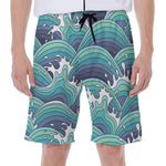 Sea Wave Surfing Pattern Print Men's Beach Shorts
