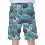 Sea Wave Surfing Pattern Print Men's Beach Shorts