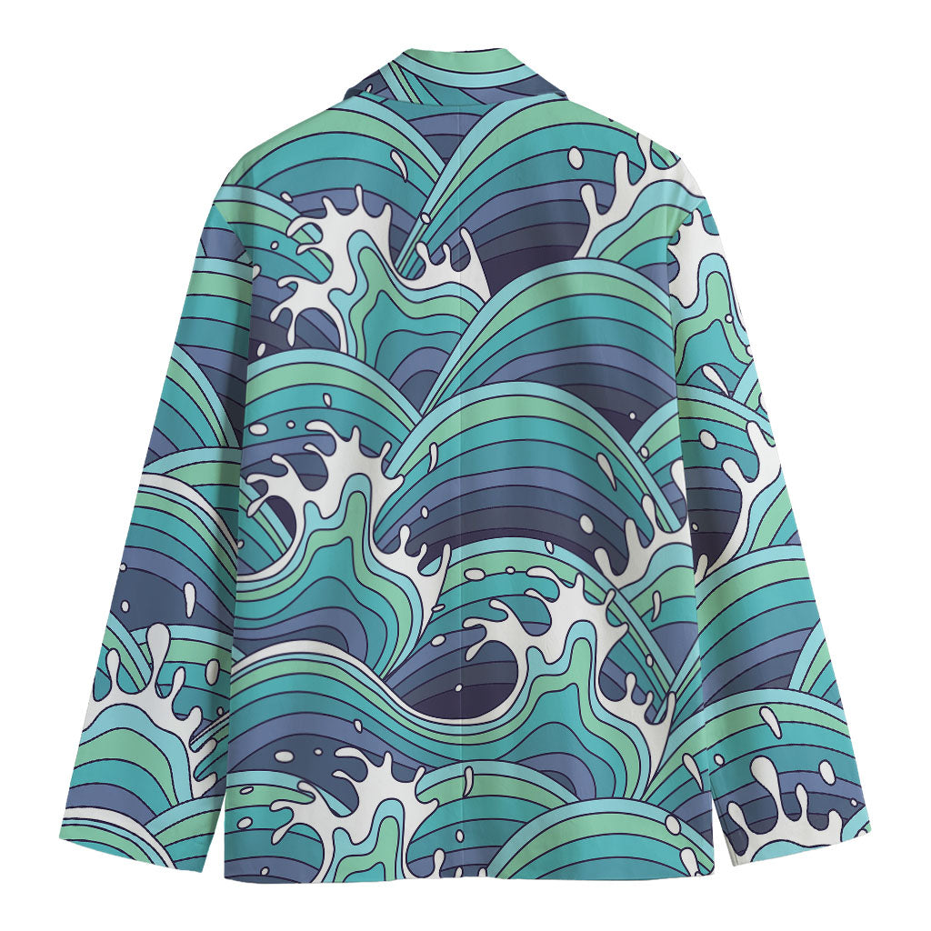 Sea Wave Surfing Pattern Print Men's Blazer