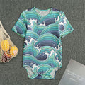Sea Wave Surfing Pattern Print Men's Bodysuit