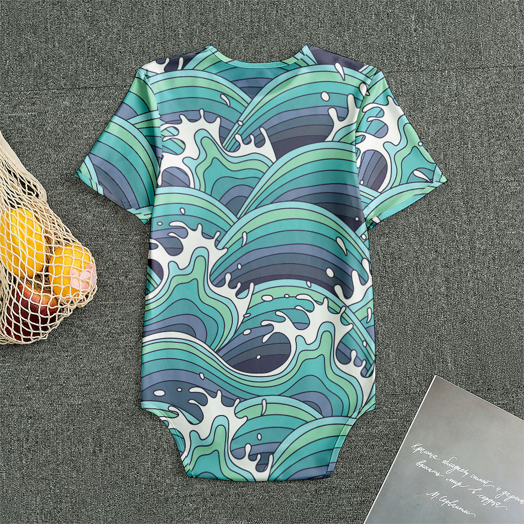 Sea Wave Surfing Pattern Print Men's Bodysuit