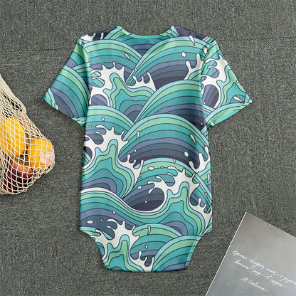 Sea Wave Surfing Pattern Print Men's Bodysuit