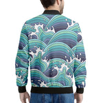 Sea Wave Surfing Pattern Print Men's Bomber Jacket