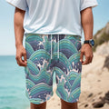 Sea Wave Surfing Pattern Print Men's Cargo Shorts