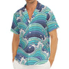 Sea Wave Surfing Pattern Print Men's Deep V-Neck Shirt