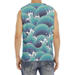 Sea Wave Surfing Pattern Print Men's Fitness Tank Top
