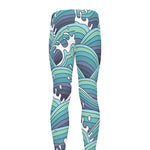 Sea Wave Surfing Pattern Print Men's leggings
