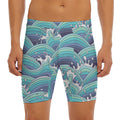 Sea Wave Surfing Pattern Print Men's Long Boxer Briefs