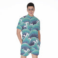 Sea Wave Surfing Pattern Print Men's Romper