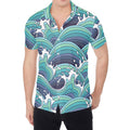 Sea Wave Surfing Pattern Print Men's Shirt