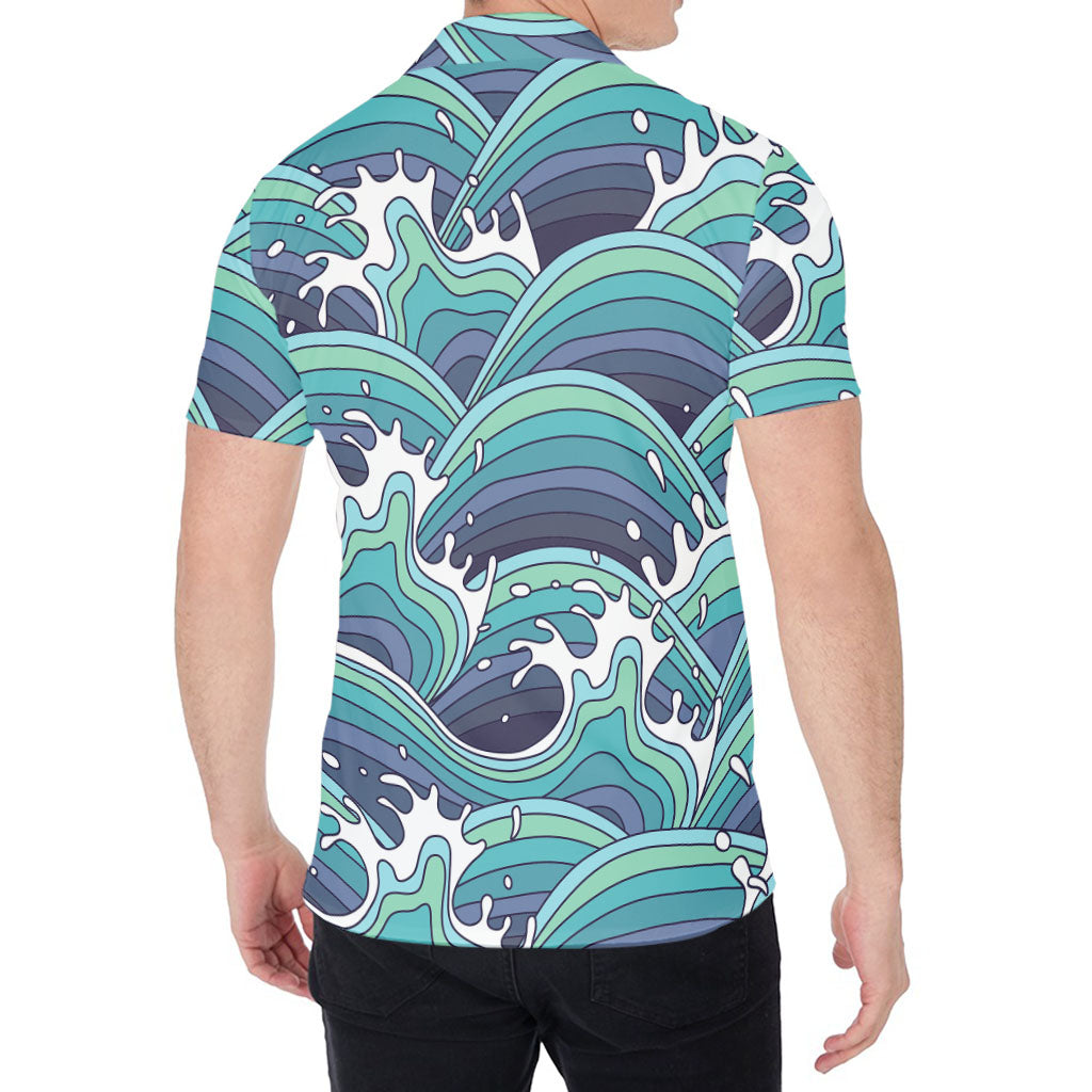 Sea Wave Surfing Pattern Print Men's Shirt