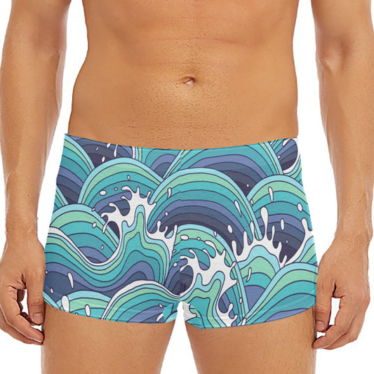 Sea Wave Surfing Pattern Print Men's Short Boxer Briefs