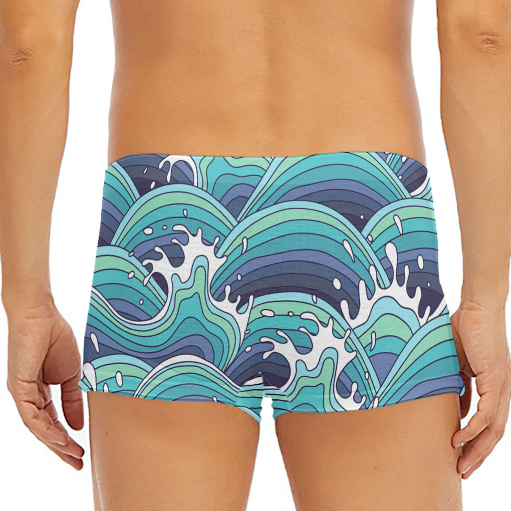 Sea Wave Surfing Pattern Print Men's Short Boxer Briefs