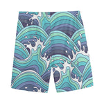 Sea Wave Surfing Pattern Print Men's Sports Shorts