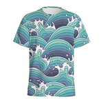 Sea Wave Surfing Pattern Print Men's Sports T-Shirt
