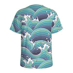 Sea Wave Surfing Pattern Print Men's Sports T-Shirt