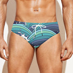 Sea Wave Surfing Pattern Print Men's Swim Briefs