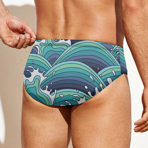 Sea Wave Surfing Pattern Print Men's Swim Briefs