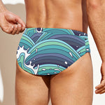 Sea Wave Surfing Pattern Print Men's Swim Briefs