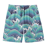 Sea Wave Surfing Pattern Print Men's Swim Trunks