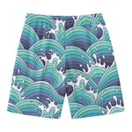 Sea Wave Surfing Pattern Print Men's Swim Trunks