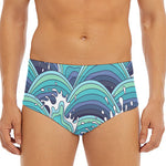 Sea Wave Surfing Pattern Print Men's Triangle Swim Briefs
