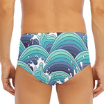 Sea Wave Surfing Pattern Print Men's Triangle Swim Briefs