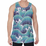 Sea Wave Surfing Pattern Print Men's Velvet Tank Top