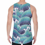 Sea Wave Surfing Pattern Print Men's Velvet Tank Top