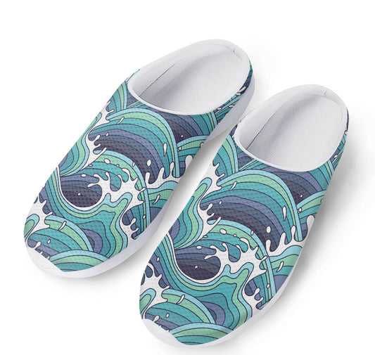 Sea Wave Surfing Pattern Print Mesh Casual Shoes