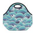 Sea Wave Surfing Pattern Print Neoprene Lunch Bag