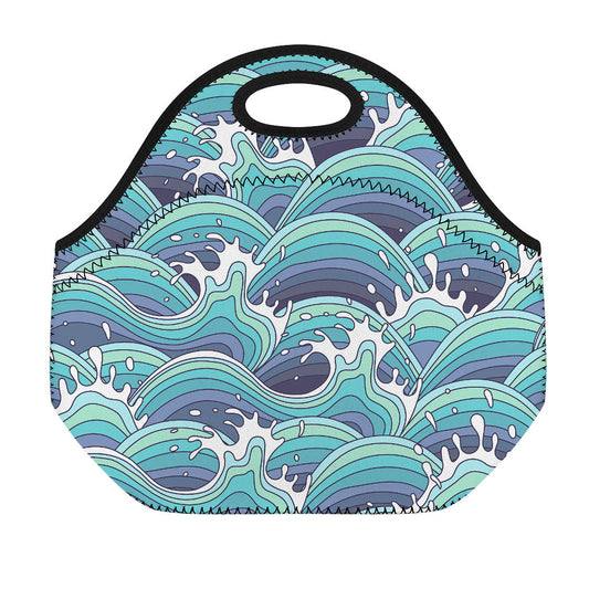 Sea Wave Surfing Pattern Print Neoprene Lunch Bag