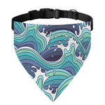 Sea Wave Surfing Pattern Print Over The Collar Dog Bandana