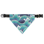 Sea Wave Surfing Pattern Print Over The Collar Dog Bandana