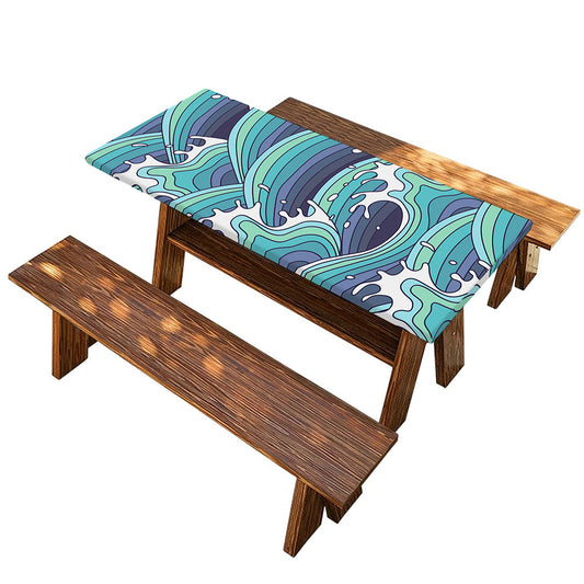 Sea Wave Surfing Pattern Print Picnic Table Cover