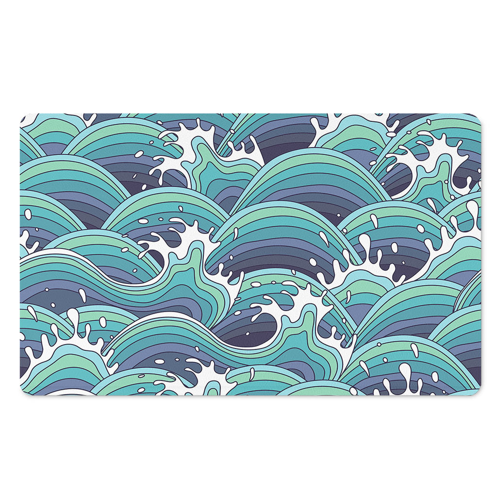 Sea Wave Surfing Pattern Print Polyester Doormat