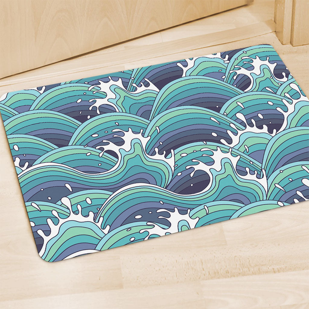 Sea Wave Surfing Pattern Print Polyester Doormat
