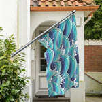 Sea Wave Surfing Pattern Print Polyester Flag